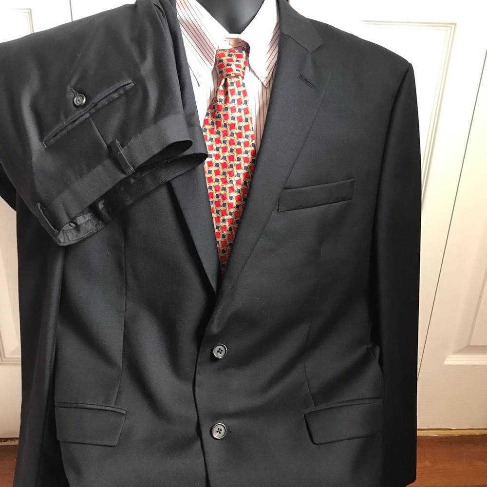 Lauren By Ralph Lauren Black Mens 38W X 32L Suit